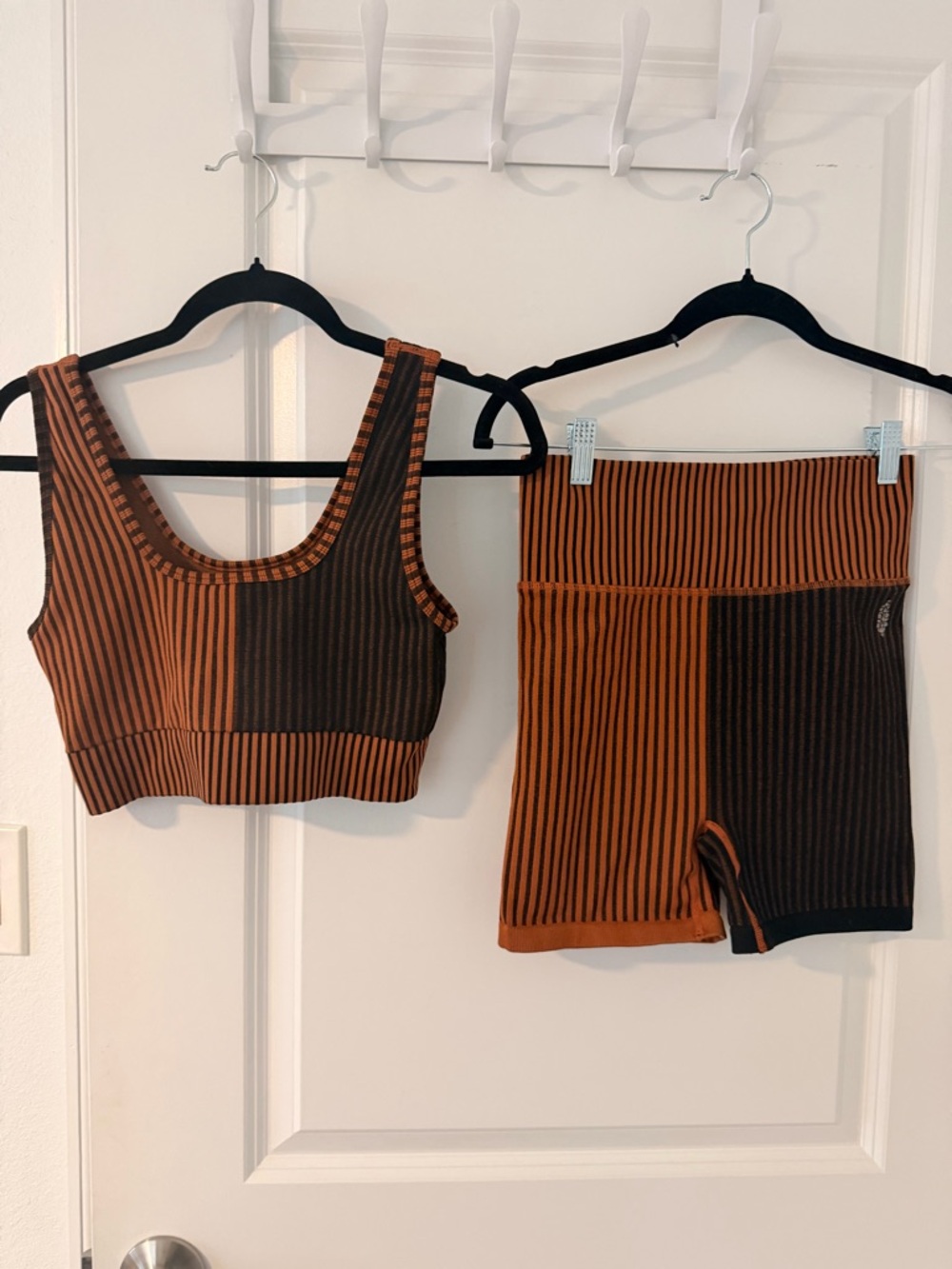 Free People Movement Striped Activewear Set – Sports Bra (M) & Biker Shorts (S)